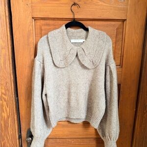 Astr Beige Sweater with Peter Pan Collar